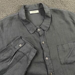 Crossley Linen Shirt Mens XL Button Up Gray Made in Italy Resort Vacation